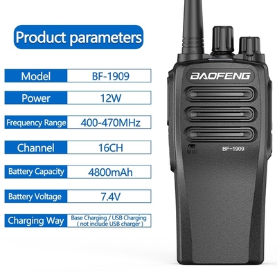 Rádio digital de duas vias Baofeng BF-1909 Carregamento USB Sinais estáveis à prova de poeira Voz clara Transmissor sem fio de longo alcance