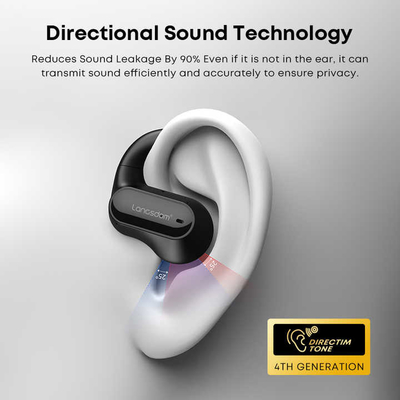 Langsdom 80H Playtime Ouvido Aberto Fio Verdadeiro Fones de Ouvido Bluetooth Sem Fio Com Microfone Fones de Ouvido Bluetooth Com Ganchos OWS Fones de Ouvido